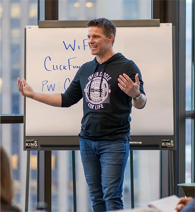 Russell Brunson teaching a live marketing session